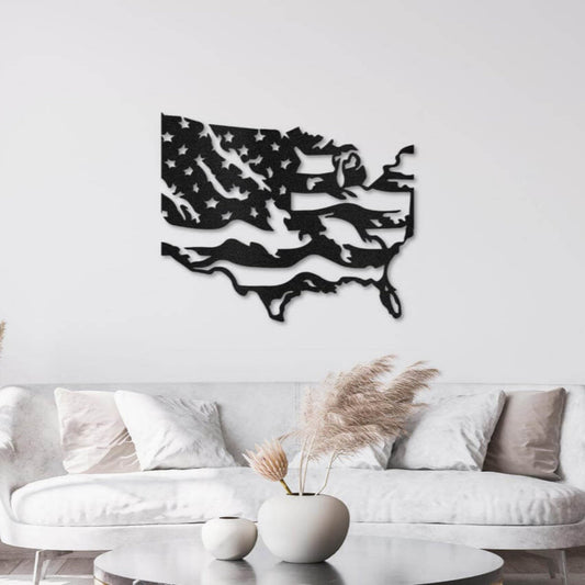 Tattered American Flag Metal Wall Art