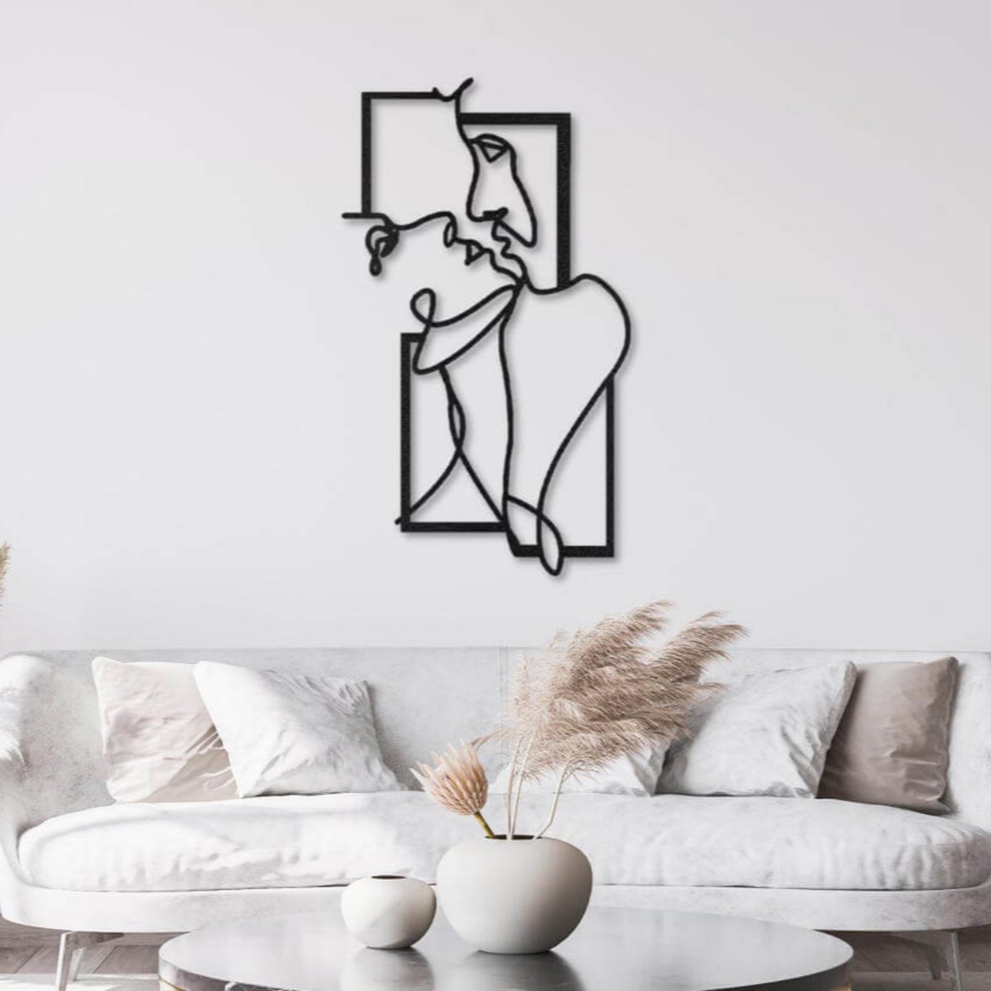 Couple Love Line Metal Wall Art