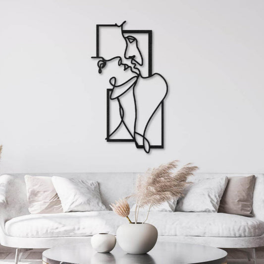 Couple Love Line Metal Wall Art