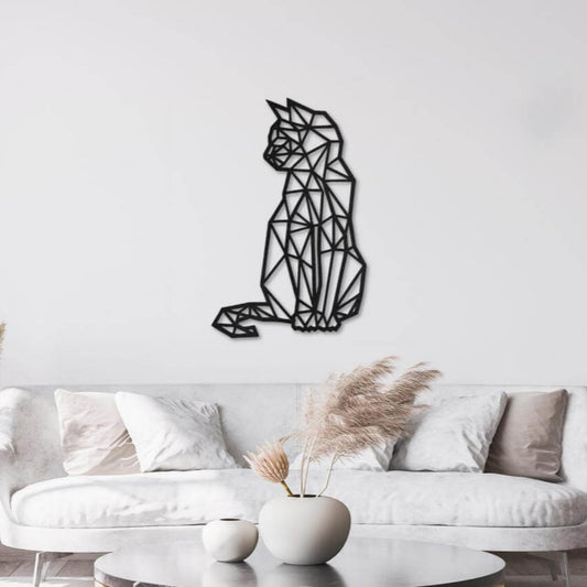 Geometric Cat Metal Wall Art