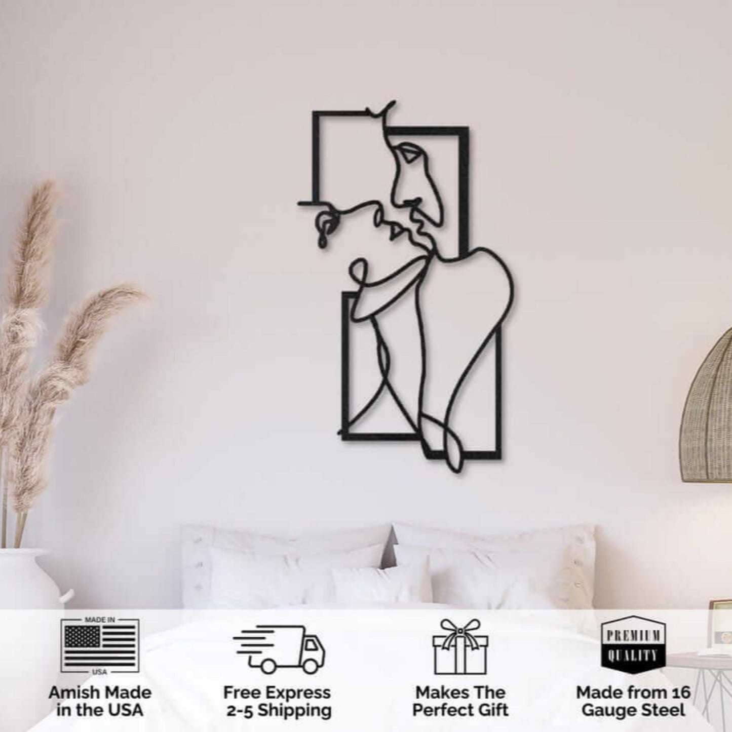 Couple Love Line Metal Wall Art