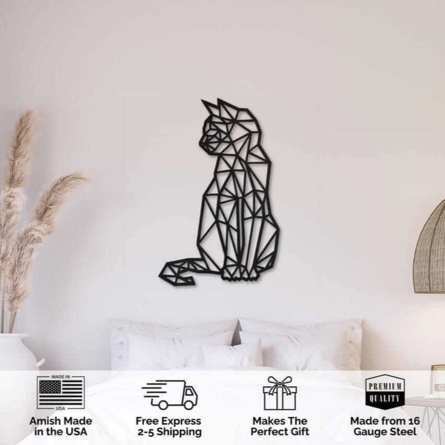 Geometric Cat Metal Wall Art