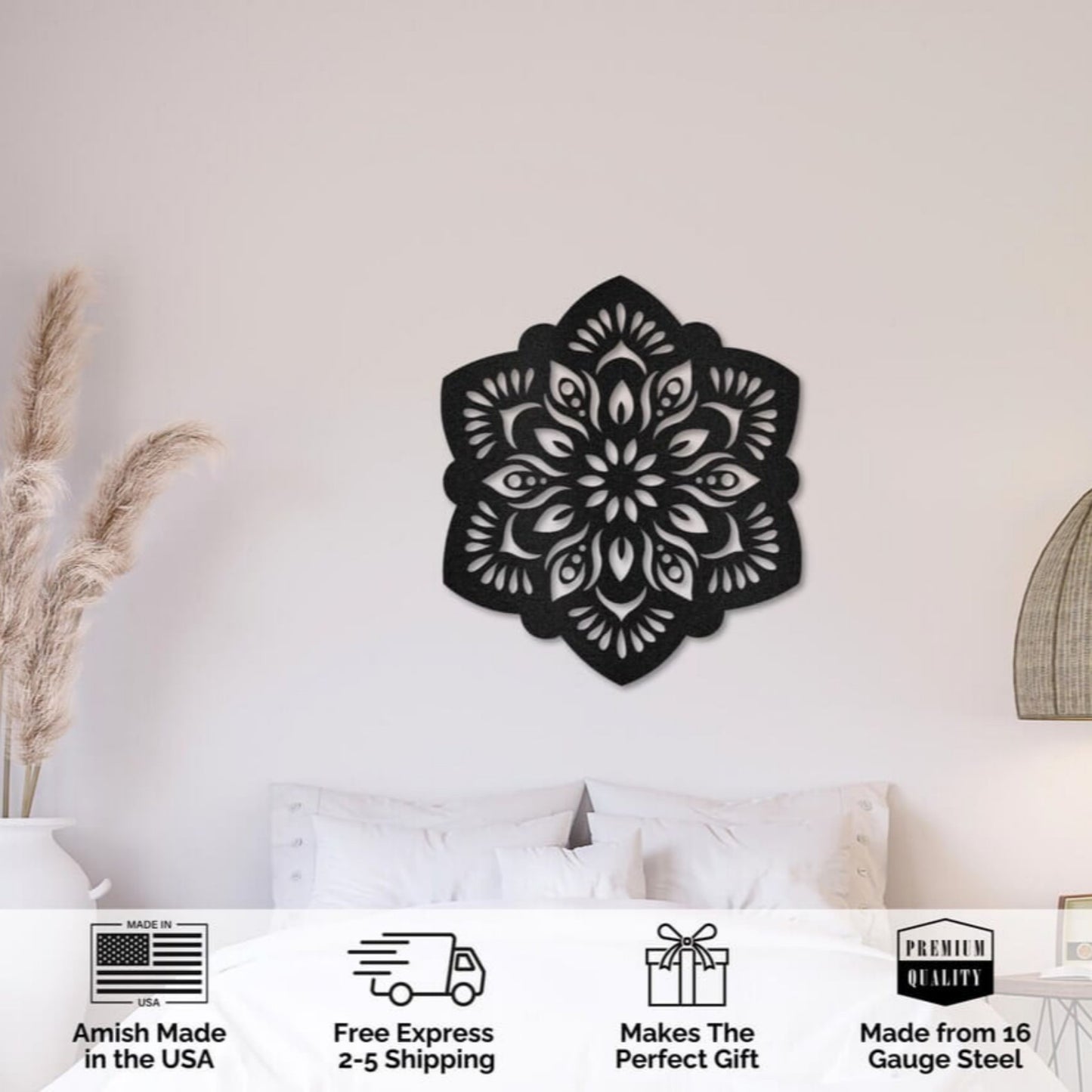 Lotus Flower Mandala Metal Wall Art