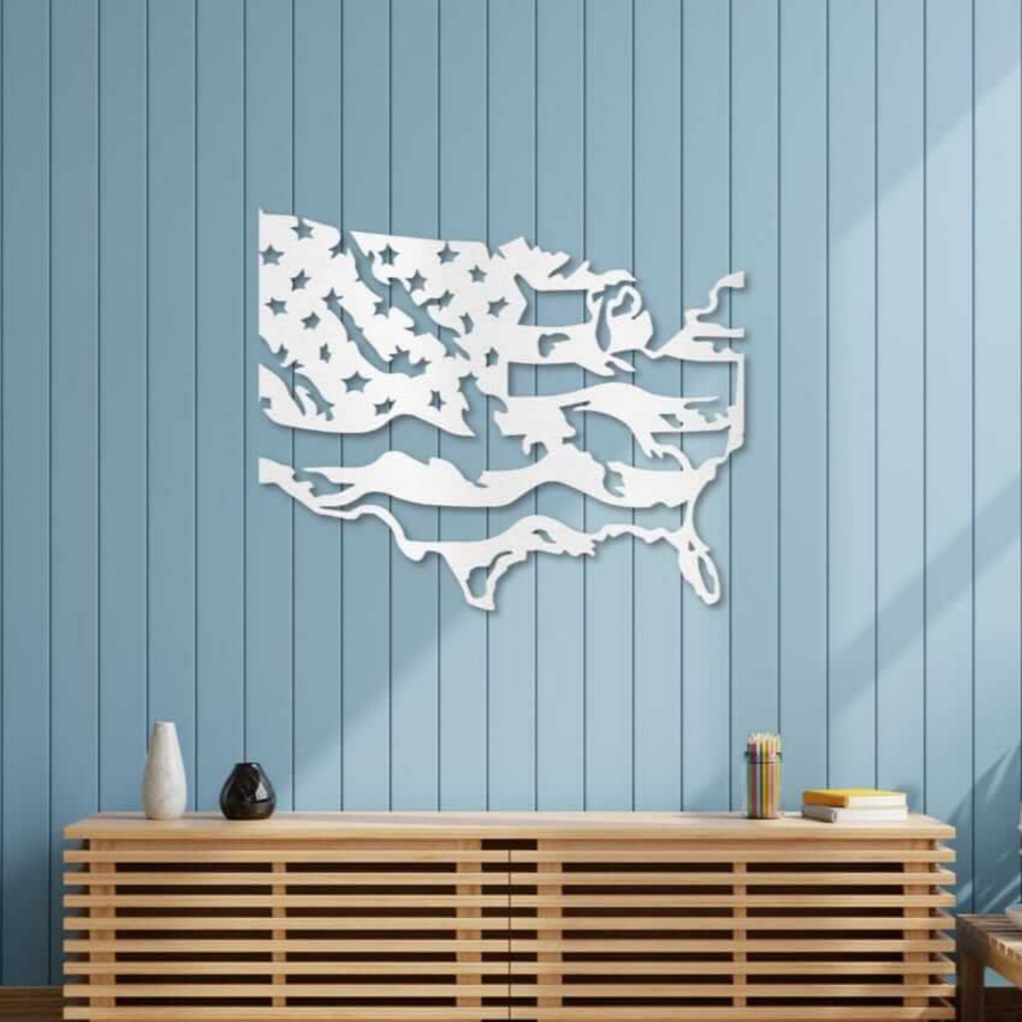 Tattered American Flag Metal Wall Art