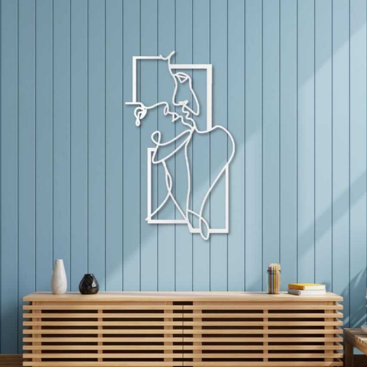 Couple Love Line Metal Wall Art