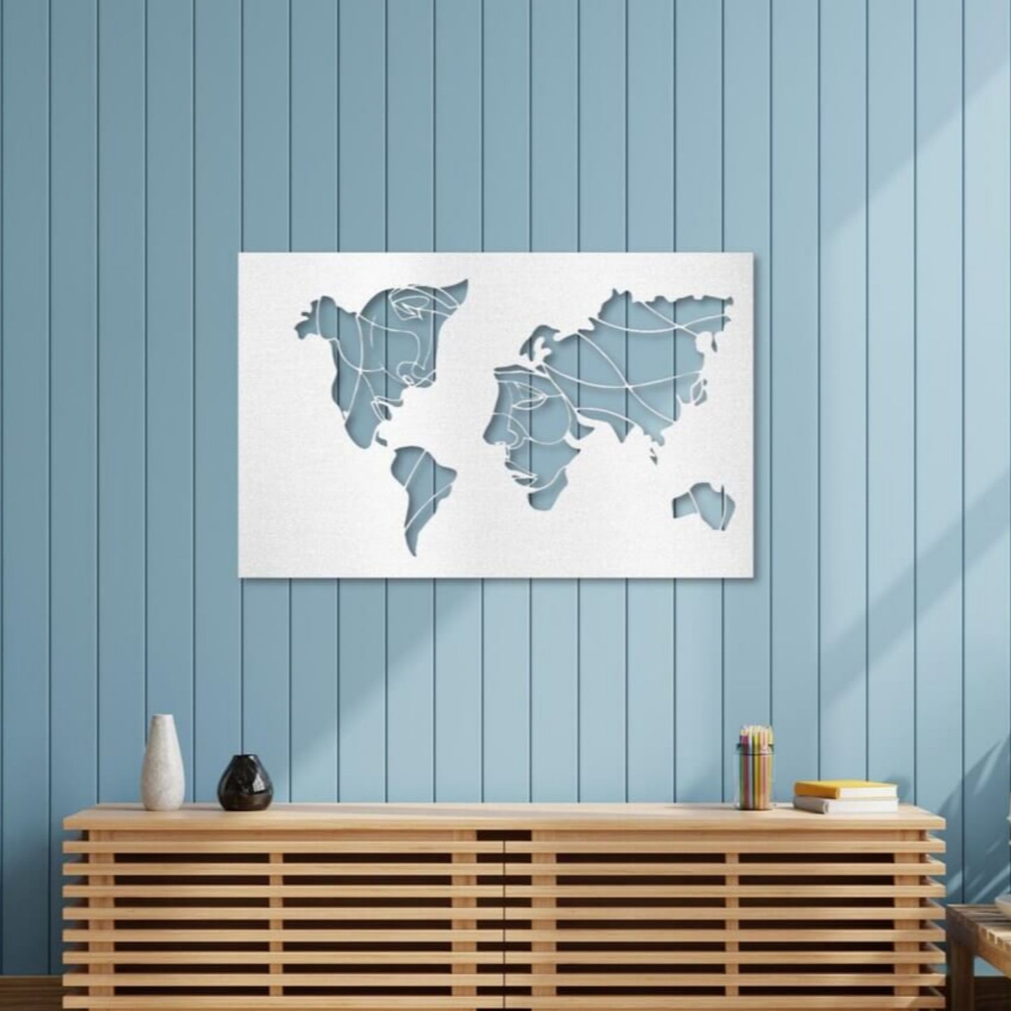 Face World Map Metal Wall Art