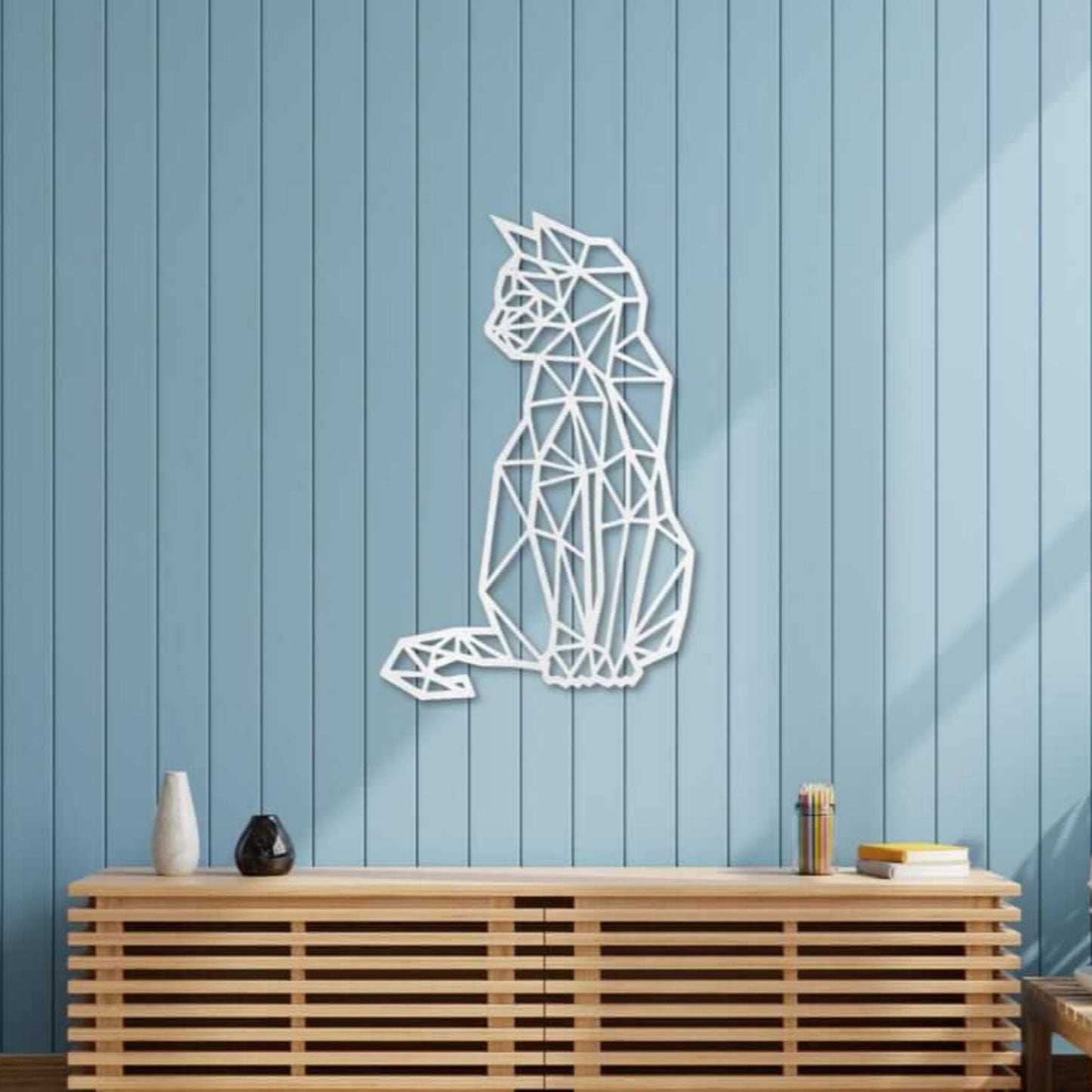 Geometric Cat Metal Wall Art