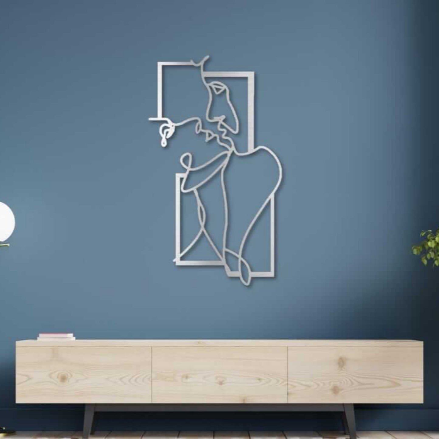 Couple Love Line Metal Wall Art