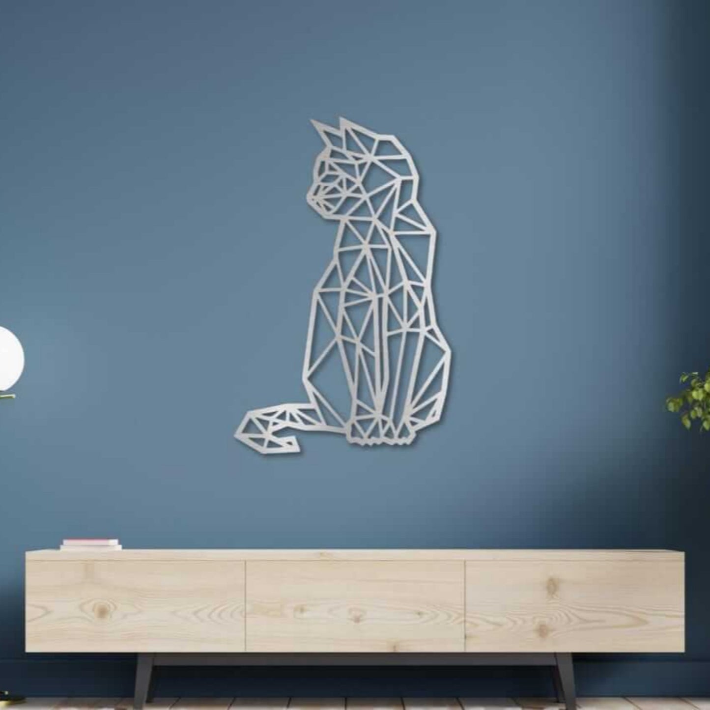 Geometric Cat Metal Wall Art