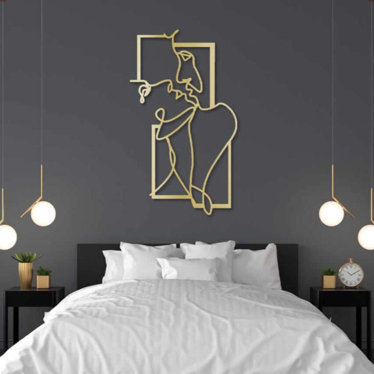 Couple Love Line Metal Wall Art