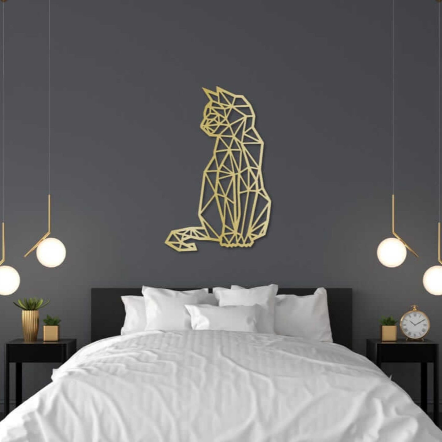 Geometric Cat Metal Wall Art