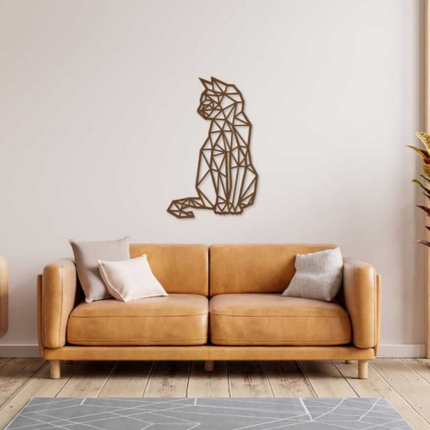 Geometric Cat Metal Wall Art