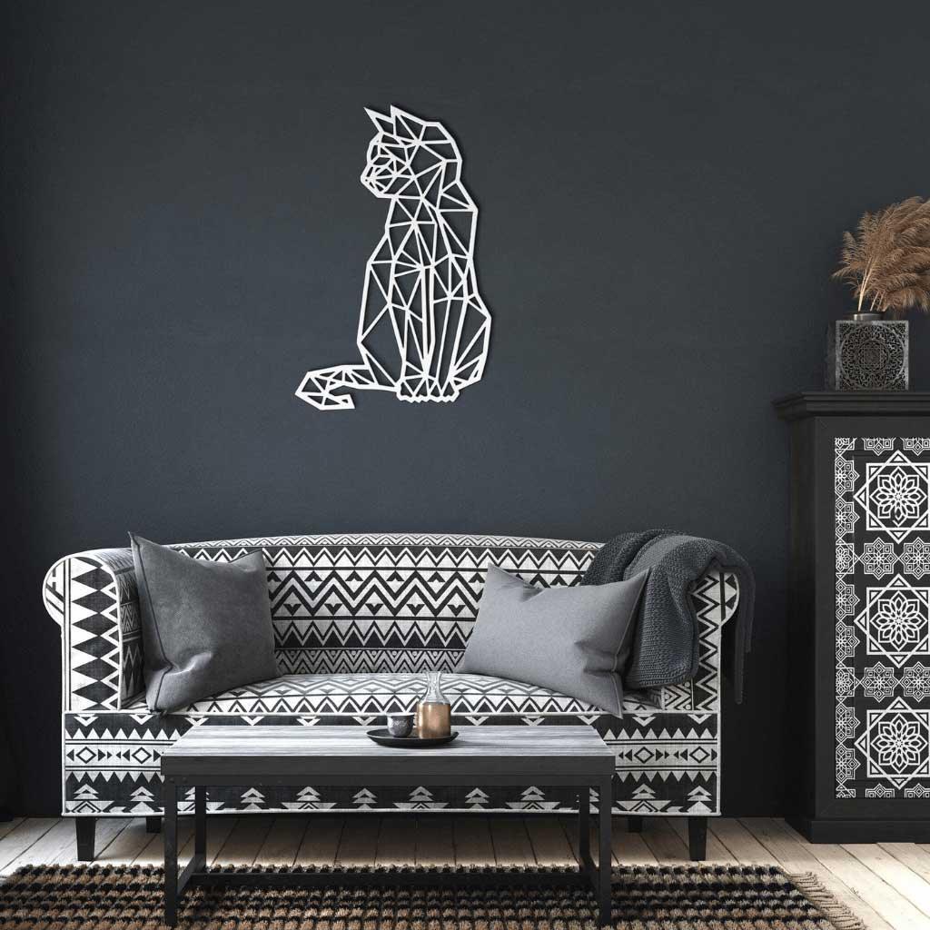 Geometric Cat Metal Wall Art - ProSteel Decor 