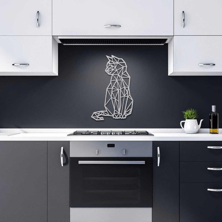 Geometric Cat Metal Wall Art - ProSteel Decor 