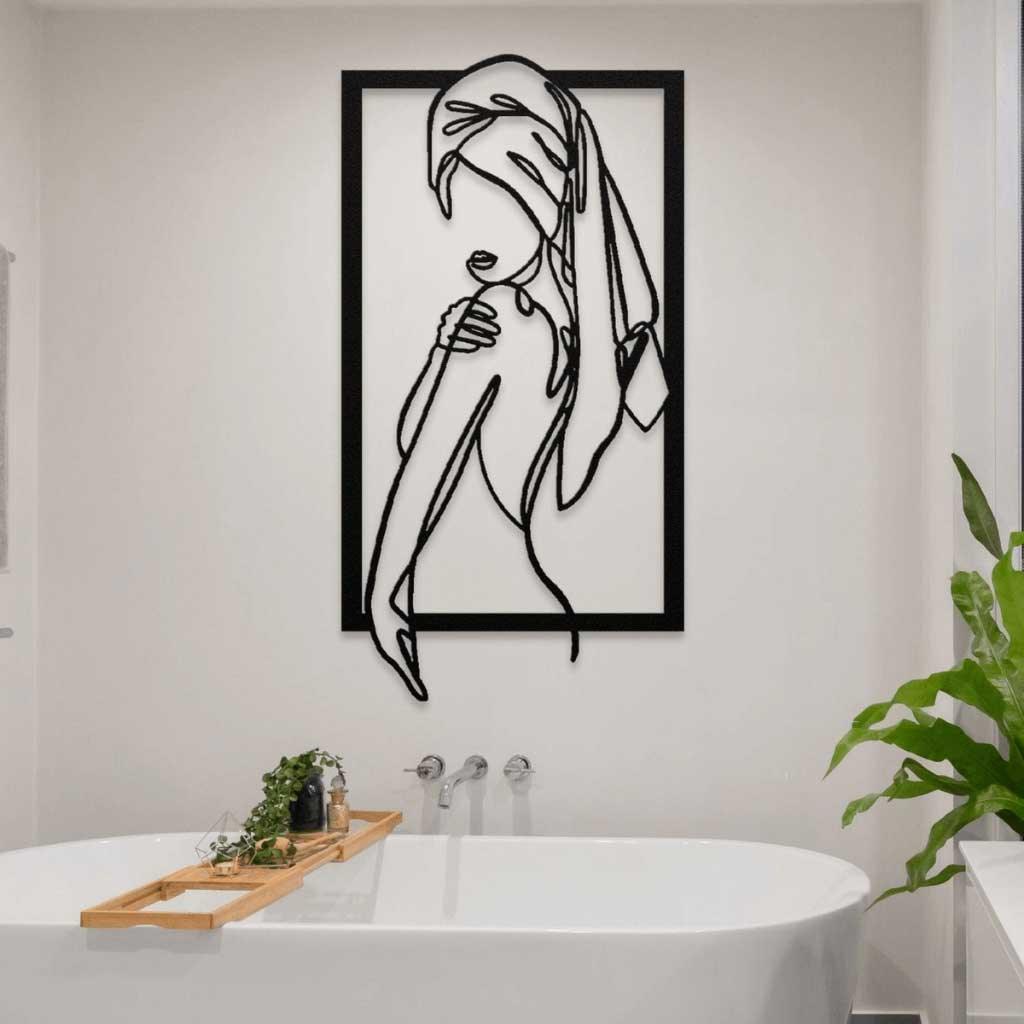 Minimal Female Bathroom Line Art - ProSteel Decor 