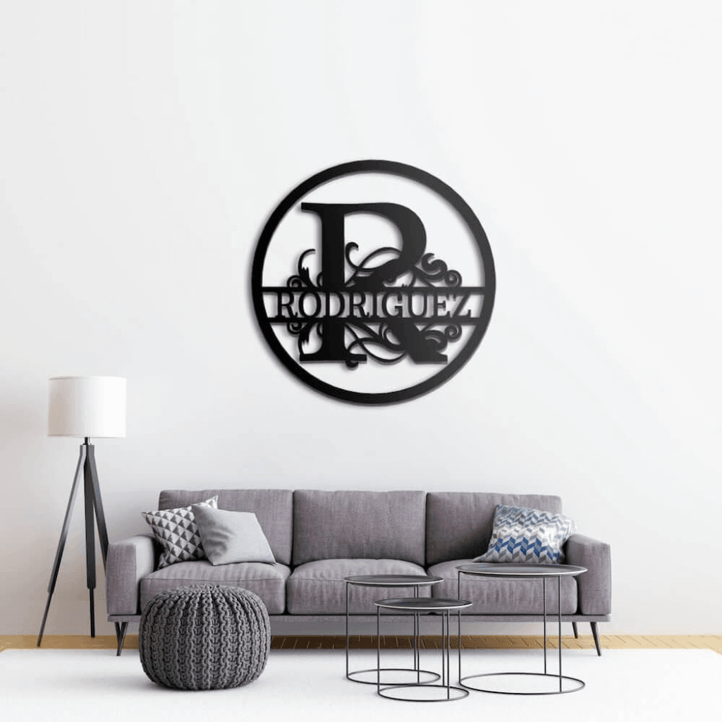 Split Circle Monogram Metal Wall Art - ProSteel Decor 